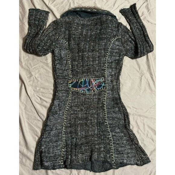 Y2K Sacred Threads Women's S Knit Coatigan Duster Sweater Cardigan  Faux Fur - Picture 6 of 8